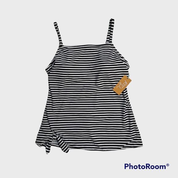 Kona Sol Striped Tankini Top Oxford Blue White Large - Picture 3 of 9
